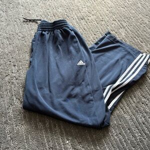 Adidas Dark Blue Track Pants with White Stripes